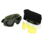 Очки защитные маска со сменными линзами и чехлом SPOSUNE JY-023-3 оправа-оливковая цвет линз серый 7