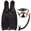 Набор для плавания маска c трубкой и ластами Zelart M266S-SN120S-F19 черный 0
