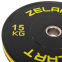 Бамперные диски резиновые Bumper Plates Zelart TA-4790-15 51мм 15кг черный-желтый 2
