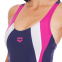 Купальник для плавання суцільний спортивний жіночий ARENA SCRIBBLE B V NECK AR2A768-79 30-40-USA темно-синій-рожевий 1