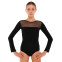 Купальник с сеткой для танцев и гимнастики с длинным рукавом из хлопка ALEMA 11-27 рост 116-152см черный 1