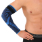 Нарукавник спортивний еластичний компресійний рукав для спорту з фіксуючим ременем SIBOTE ST-7577 S-XL 1шт чорний-синій 0