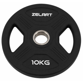 Млинці диски TPU 2 Handle металева втулка Zelart TA-6995-10 ø51мм 10кг чорний