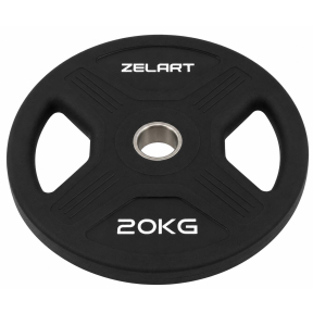 Млинці диски TPU 2 Handle металева втулка Zelart TA-6995-20 ø51мм 20кг чорний