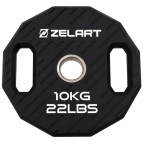Млинці диски TPU 2 Handle металева втулка Zelart TA-6996-10 ø51мм 10кг чорний