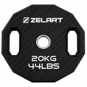 Млинці диски TPU 2 Handle металева втулка Zelart TA-6996-20 ø51мм 20кг чорний
