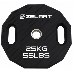 Млинці диски TPU 2 Handle металева втулка Zelart TA-6996-25 ø51мм 25кг чорний