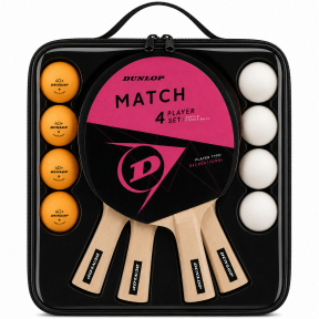 Набір для настільного тенісу DUNLOP DL679338N TT AC MATCH 4 PLAYER SET 4 ракетки 6 м'ячів чохол
