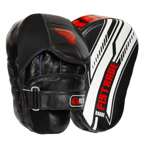 Лапа боксерська вигнута тренувальна шкіра FISTRAGE VL-7861 2шт чорний-білий