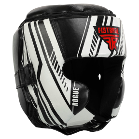 Шлем боксерский в мексиканском стиле кожаный FISTRAGE VL-7874 S-XL черный-белый