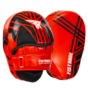 Лапа боксерская изогнутая тренировочная кожа FISTRAGE VL-7919 2шт красный-черный