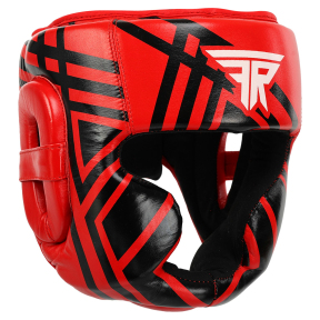 Шолом боксерський з повним захистом шкіряний FISTRAGE VL-7922 S-XL червоний-чорний