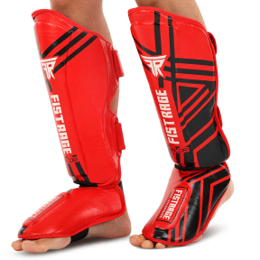 Защита голени и стопы для единоборств FISTRAGE VL-7923 S-XL красный-черный