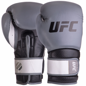 Боксерські рукавиці шкіряні UFC PRO Training UHK-69994 14унцій сірий-чорний