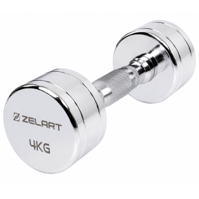 Гантель цельная стальная хромированная Zelart TA-7043-4 1шт 4кг хром