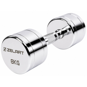 Гантель цельная стальная хромированная Zelart TA-7043-8 1шт 8кг хром