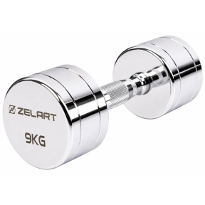 Гантель цельная стальная хромированная Zelart TA-7043-9 1шт 9кг хром