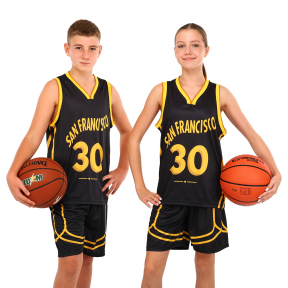 Форма баскетбольная детская NBA клуб San Francisco 30 BA-6595 S-2XL черный-желтый
