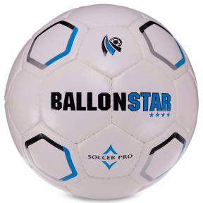 Мяч футбольный BALLONSTAR HYBRID FB-3129 №5 PU белый-черный-синий