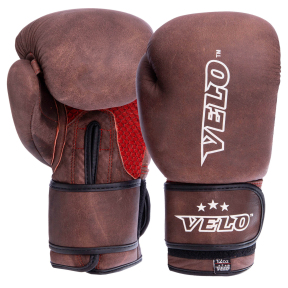 Перчатки боксерские кожаные VELO VL-2209 10-12унций цвета в ассортименте