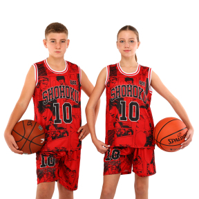 Форма баскетбольная детская NBA клуб Shuhoku 10 BA-6614 S-2XL красный-черный
