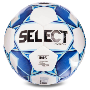 М'яч футбольний SELECT FUSION IMS FUSION-W №5 білий-блакитний