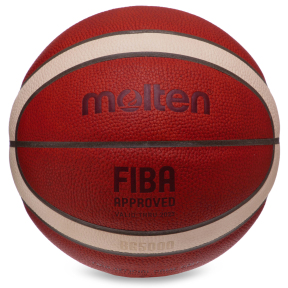 М'яч баскетбольний Premium Leather MOLTEN FIBA ​​APPROVED B7G5000 №7 помаранчевий-бежевий