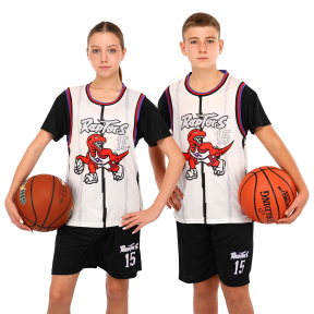 Форма баскетбольна дитяча NBA клуб Raptors 15 BA-6658 S-2XL білий-чорний