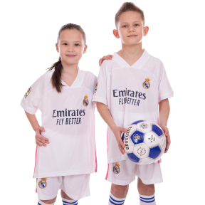 Форма футбольная детская с символикой футбольного клуба REAL MADRID домашняя 2021 SP-Planeta CO-2472 22-30 белый