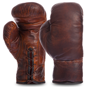 Перчатки боксерские кожаные професиональные на шнуровке VINTAGE F-0312 8 унций темно-коричневый