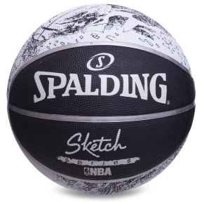М'яч баскетбольний гумовий SPALDING Sketch Series 83534Z №7 чорний-білий