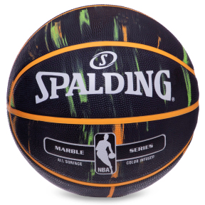 М'яч баскетбольний гумовий SPALDING NBA MARBLE 83882Z №7 чорний-жовтий