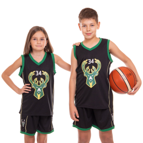 Форма баскетбольна дитяча NB-Sport NBA 34 BA-0972 M-2XL чорний-зелений