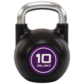 Гиря змагальна цільна чавунна з CPU покриттям та хромованою ручкою Zelart TA-4756-10 вага 10кг чорний