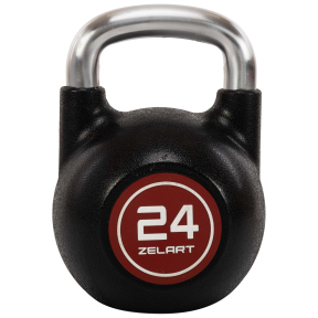 Гиря змагальна цільна чавунна з CPU покриттям та хромованою ручкою Zelart TA-4756-24 вага 24кг чорний