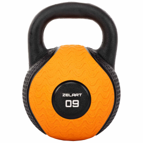Гиря тренувальна цільна гумова Zelart TA-4757-9 вага 9кг чорний