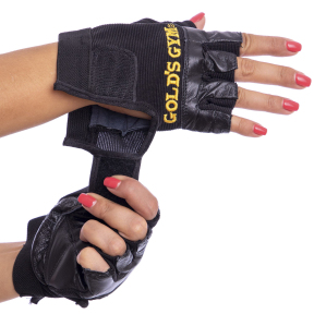 Перчатки для фитнеса и тяжелой атлетики кожаные GOLDS GYM BC-3609 XS-XXL черный