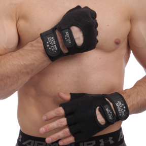 Перчатки для тяжелой атлетики кожаные Zelart ZB-3066 M-L черный