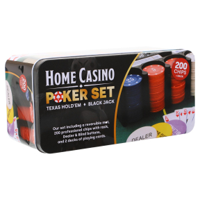 Набор для покера в металлической коробке SP-Sport IG-8653 200 фишек