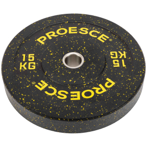 Бамперные диски из структурной резины Bumper Plates Record TA-4782-15 51мм 15кг черный-желтый