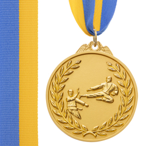 Медаль спортивная с лентой двухцветная SP-Sport Карате C-7026 золото, серебро, бронза