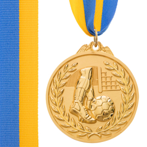 Медаль спортивна зі стрічкою двокольорова SP-Sport Футбол C-7030 золото, срібло, бронза