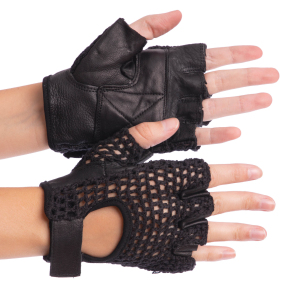 Перчатки для фитнеса и тяжелой атлетики кожаные WorkOut BC-0004N S-XXL черный