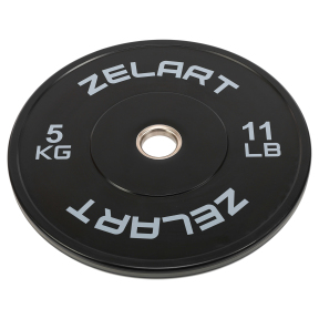 Бамперные диски резиновые Bumper Plates Zelart TA-4790-5 51мм 5кг черный-серый