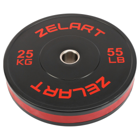 Бамперные диски резиновые Bumper Plates Zelart TA-4790-25 51мм 25кг черный-красный