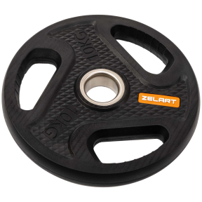 Блины диски композитные с тройным хватом и металлической втулкой Zelart TA-4791-10 51мм 10кг черный