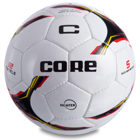 М'яч футбольний CORE SHINY FIGHTER CR-027 №5 PU білий-чорний-червоний