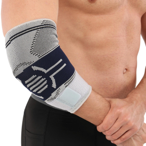 Налокотник спортивний еластичний з фіксуючим ременем STOLL LL-1008 M-XL 1шт сірий