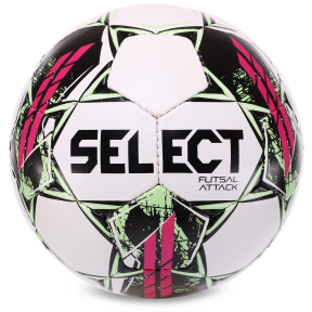 М'яч для футзалу SELECT FUTSAL ATTACK V22 Z-ATTACK-WP №4 білий-рожевий
