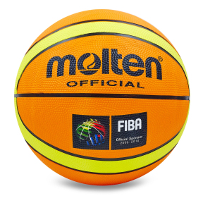 Мяч баскетбольный резиновый MOL BA-1841 №7 оранжевый-желтый